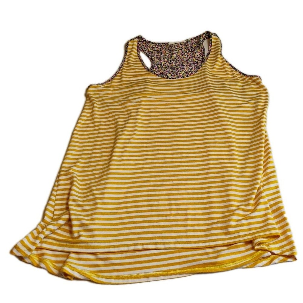 Le Lis Women's Yellow/White Floral‎ Racerback Tunic Tank top, Size L